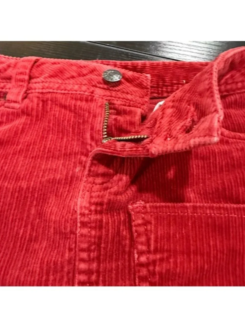 Ralph Lauren Girls Red Corduroy Mini Skirt Size 7 Classic Button Zip Preppy Fall